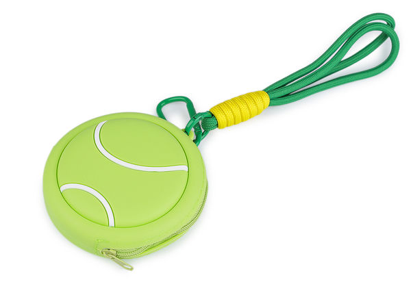 Breloc portchei sportiv din silicon în formă de minge, cu fermoar - Accesoriu mini pentru rucsac și etui pentru chei cu carabină