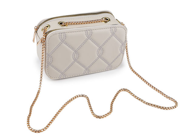Geantă crossbody convertibilă și matlasată pentru damă - Poșetă de umăr compactă și elegantă tip plic cu baretă din lanț reglabilă