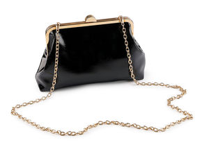 Poșetă plic elegantă din piele ecologică neagră - Poșetă de seară pentru ocazii formale cu lanț crossbody detașabil