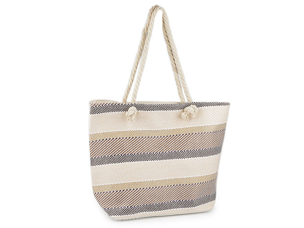 Geantă de plajă premium din material textil - Geantă mare de umăr cu mânere din șnur de bumbac (51 x 38 cm)