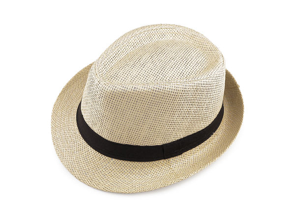 Pălărie clasică de vară din paie, unisex - Fedora de plajă cu bor lat, respirabilă și cu protecție solară