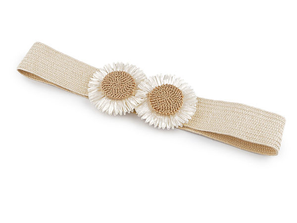 Curea elastică cu floare pentru damă - Cordon elegant lat de 4.8 cm pentru evidențierea taliei