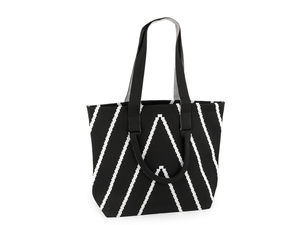 Geantă de mână mare din tricot textil premium - Geantă de umăr spațioasă și shopper cu închidere cu fermoar (48x37 cm)