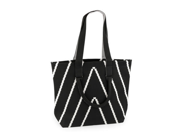 Geantă de mână mare din tricot textil premium - Geantă de umăr spațioasă și shopper cu închidere cu fermoar (48x37 cm)
