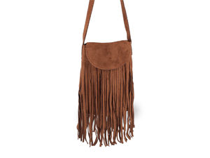 Geantă crossbody Boho cu ciucuri pentru festival - Poșetă de umăr din piele ecologică întoarsă (15x20 cm)