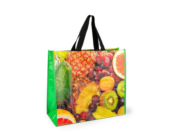 Sacoșă textilă ecologică și reutilizabilă - Imprimeuri cu fructe și legume (45x40 cm)