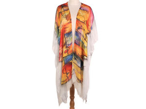 Kimono de plajă versatil cu imprimeu - Șal și eșarfă premium din material vaporos