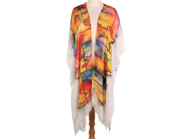 Kimono de plajă versatil cu imprimeu - Șal și eșarfă premium din material vaporos