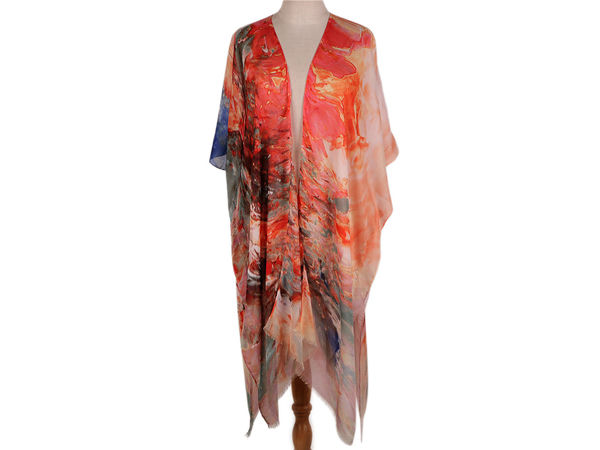 Kimono de plajă versatil cu imprimeu - Șal și eșarfă premium din material vaporos