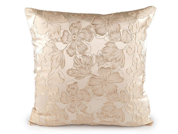 Husă decorativă pentru pernă brodată cu motiv floral 44 x 44 cm - Față de pernă