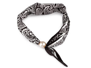 Eșarfă premium din satin pentru femei cu închidere magnetică cu perlă - Șal elegant de ocazie și accesoriu fashion
