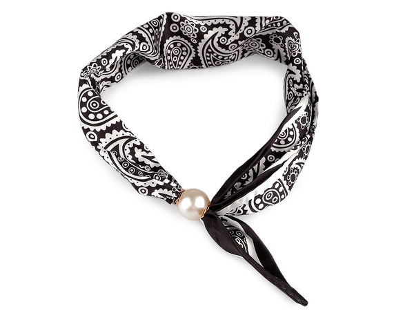 Eșarfă premium din satin pentru femei cu închidere magnetică cu perlă - Șal elegant de ocazie și accesoriu fashion