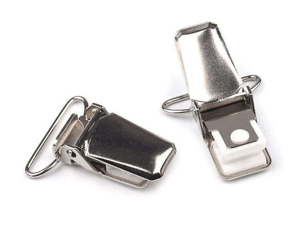 Clemă premium de 24 mm pentru bretele, cu inserție din plastic pentru prindere fermă - Finisaj nichel