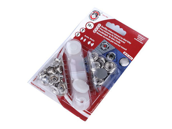 Capse metalice premium Ø15mm pentru materiale groase - Capse de mare rezistență cu dispozitiv de montare, finisaj cu lac colorat