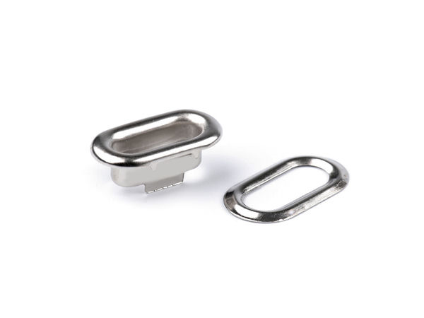 Ocheți metalici ovali premium rezistenți la rugină și șaibe (4x12 mm) - Capse nichelate