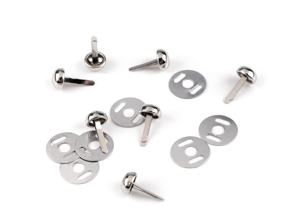 Piciorușe metalice premium pentru genți - Tinte metalice nichelate de 8 mm cu piciorușe duble și plăcuțe de fixare pentru poșete, genți și marochinărie