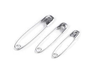 Set premium asortat de ace de siguranță nichelate - Set de 12 piese cu dimensiuni mixte (25 mm, 30 mm, 35 mm) pentru croitorie, confecționarea broșelor și lucru manual