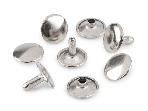 Nituri tubulare premium cu două capete 12mm - Sisteme de fixare metalice profesionale pentru marochinărie, genți, curele și portofele (Finisaj nichel)
