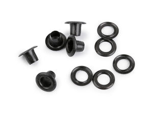 Ocheți metalici premium rezistenți la rugină, cu șaibe - Ø4mm interior / Ø7.5mm exterior - Ocheți cu finisaj negru lăcuit pentru materiale groase, îmbrăcăminte, costume de baie și genți