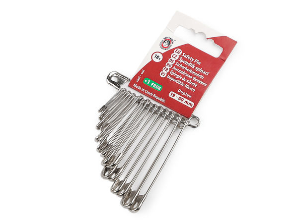 Set premium de ace de siguranță din oțel duplex - Dimensiuni mixte (19 mm - 60 mm), Asortiment de 19 piese de înaltă rezistență pentru cusut, lucru manual și reparații rapide
