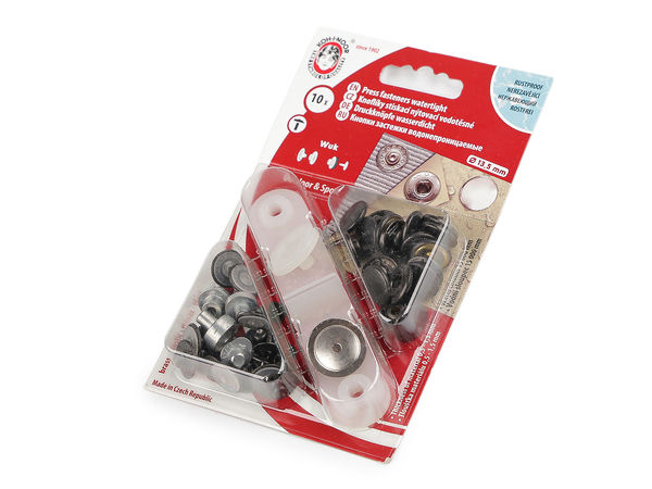 Capse metalice cu arc impermeabile Wuk (Ø13,5 mm, Nichel) – Accesorii metalice ultra-rezistente pentru echipamente sportive și îmbrăcăminte de protecție, dispozitiv de aplicare inclus
