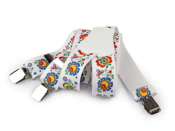 Bretele Premium pentru Pantaloni cu Motiv Tradițional Folcloric - Elastice și Reglabile (Lățime 4 cm, Lungime 120 cm)