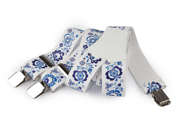Bretele Premium pentru Pantaloni cu Motiv Tradițional Folcloric - Elastice și Reglabile (Lățime 4 cm, Lungime 120 cm)