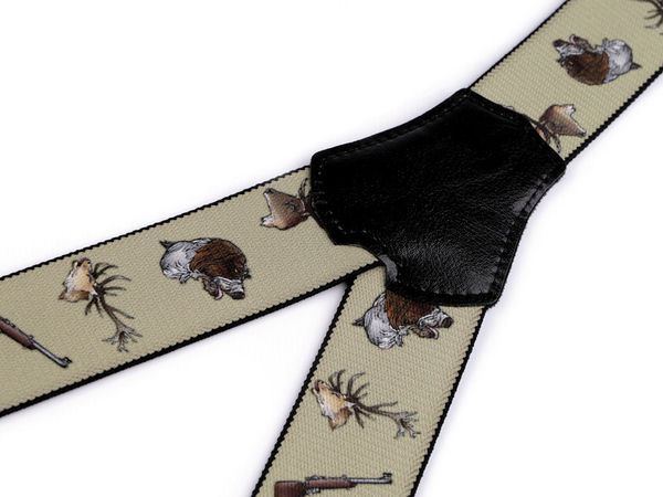 Bretele elastice premium pentru pantaloni de vânătoare, cu motive din fauna pădurii (4 cm x 120 cm)