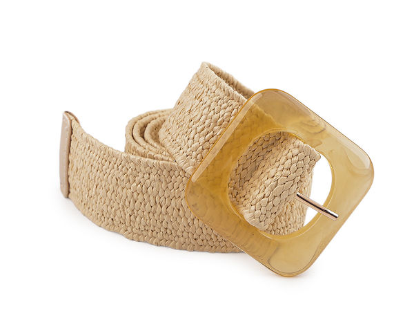 Curea elastică împletită unisex (lățime 4 cm) - structură tip plasă complet reglabilă cu cataramă din rășină cu aspect de chihlimbar