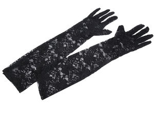 Mănuși elegante de ocazie din dantelă neagră - Mănuși de seară lungi și elastice, 43 cm