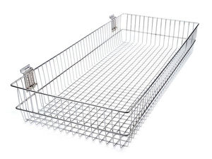 Coș suspendat premium din sârmă metalică pentru panouri grilaj, expunere magazin - 40x90 cm