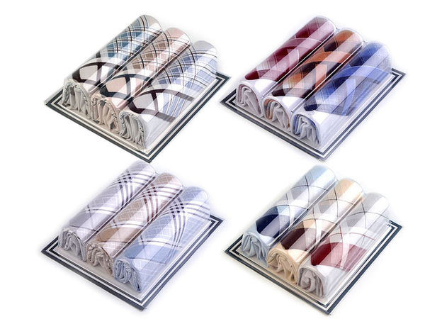 Set cadou batiste bărbătești premium - 3 piese, modele asortate (43 x 44 cm)