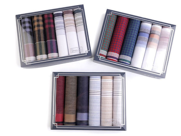 Set cadou batiste din bumbac premium pentru bărbați (set de 6) - Batiste de buzunar clasice, fine și pătrate