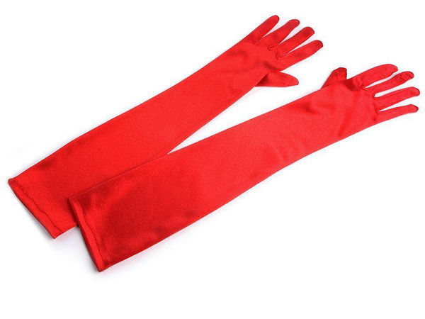 Mănuși elegante de seară din saten - Mănuși clasice lungi stil operă, elastice, 45 cm