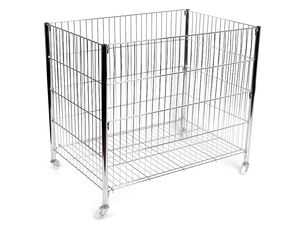 Coș mobil din sârmă pentru retail, cu bază reglabilă pe înălțime (60x80x90 cm)