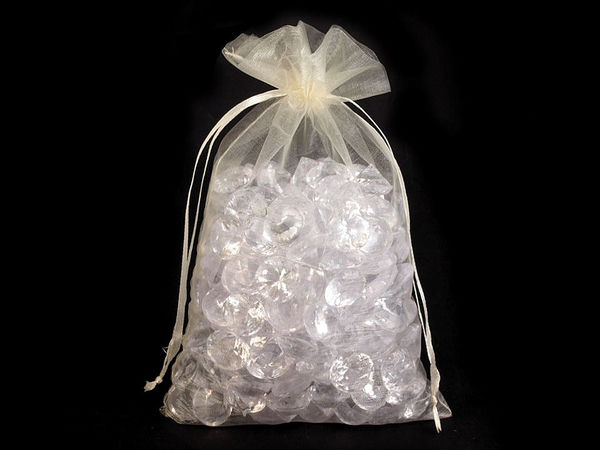 Săculeți eleganți din organza pentru cadouri, cu șnur din satin (14 x 21 cm) - Săculeți premium lucioși și transparenți pentru mărturii