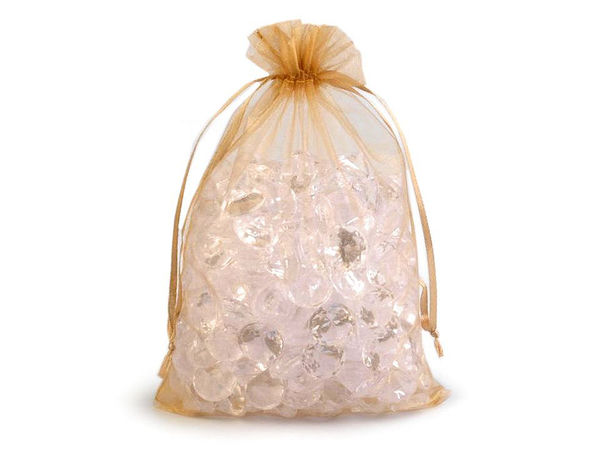 Săculeți eleganți din organza pentru cadouri, cu șnur din satin (14 x 21 cm) - Săculeți premium lucioși și transparenți pentru mărturii