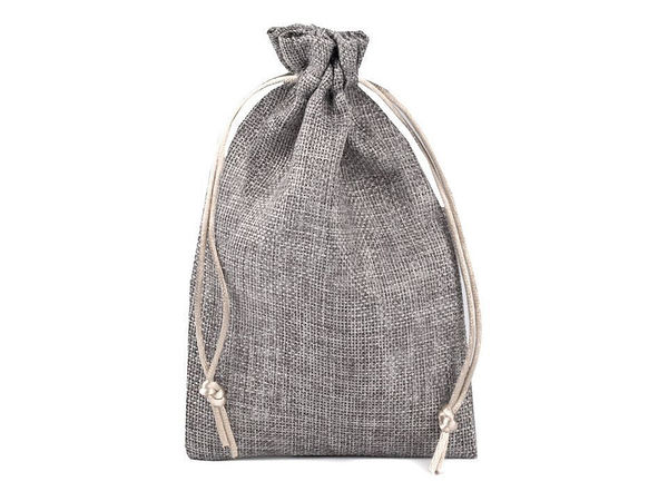 Săculeț rustic din imitație de iută cu șnur (12.5 x 17.5 cm) - Calitatea a doua