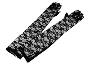 Mănuși elegante lungi din dantelă (55 cm) pentru evenimente formale – Mănuși premium elastice de operă și seară (Negru)