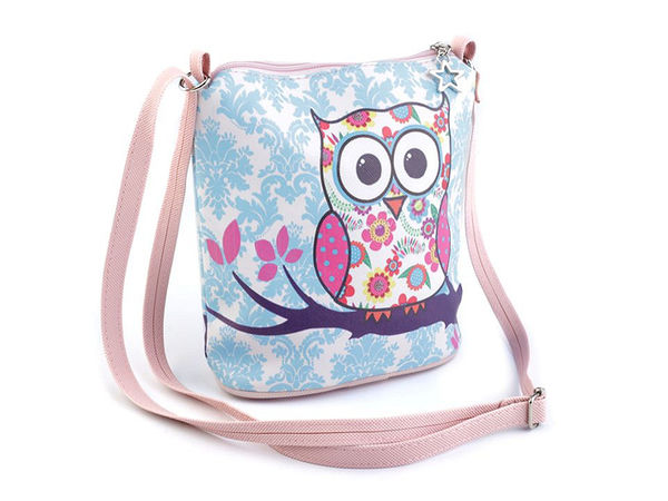 Geantă crossbody cu bufniță pentru copii - Poșetă de umăr cu două fețe pentru fetițe, cu curea reglabilă, 17x17 cm