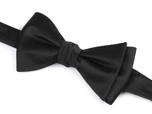 Papion clasic din satin negru pentru bărbați, de înodat manual - Accesoriu elegant reglabil cu cutie de cadou