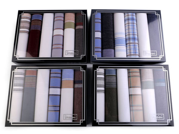 Set cadou de batiste din bumbac premium pentru bărbați - 6 piese, modele clasice asortate