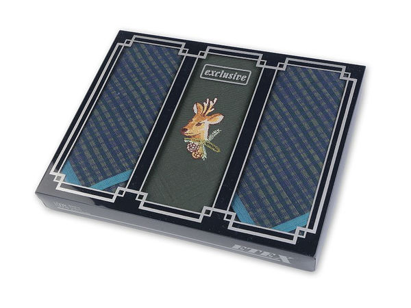 Set cadou premium de batiste din bumbac pentru bărbați - Motive brodate cu natură și sport (Set de 3)