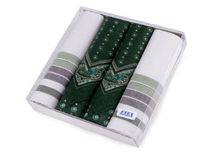 Set cadou premium de batiste bărbătești (set de 4) - Batiste de buzunar pătrate, mari și elegante, în cutie cu fereastră