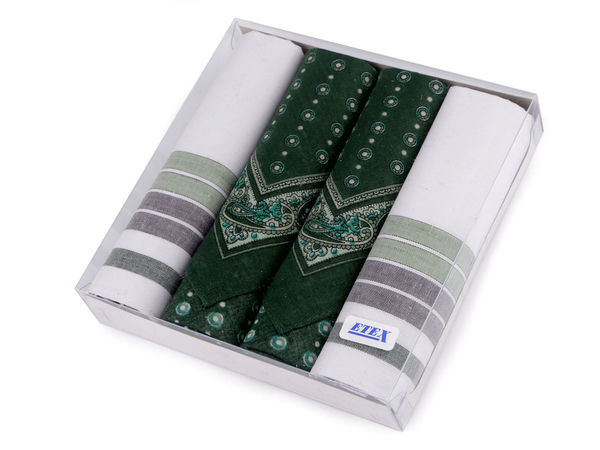 Set cadou premium de batiste bărbătești (set de 4) - Batiste de buzunar pătrate, mari și elegante, în cutie cu fereastră