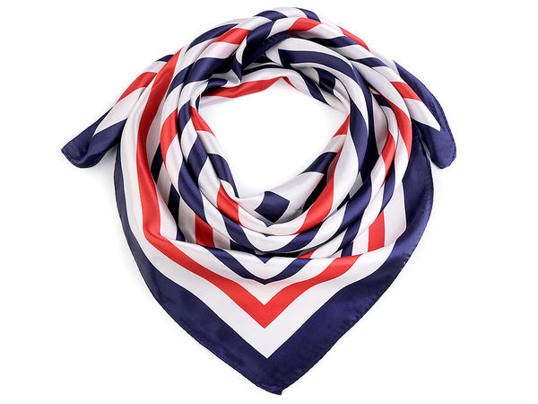 Eșarfă pătrată premium din satin albastru de Berlin (60x60 cm) - Eșarfă elegantă pentru gât în stil marin, accesoriu de păr și modă