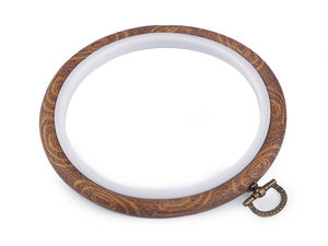 Gherghef flexibil pentru broderie și ramă de expunere - Gherghef rotund de 12cm, imitație de lemn