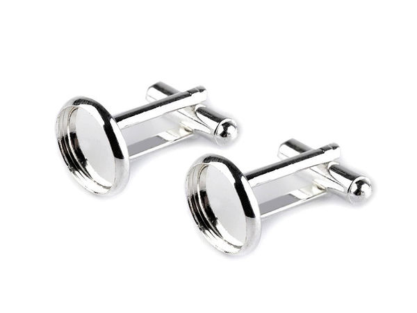 Baze rotunde de 12 mm pentru butoni de cămașă DIY, suporturi tip platou caboșon pentru rășină și confecționarea bijuteriilor (Argintiu deschis)