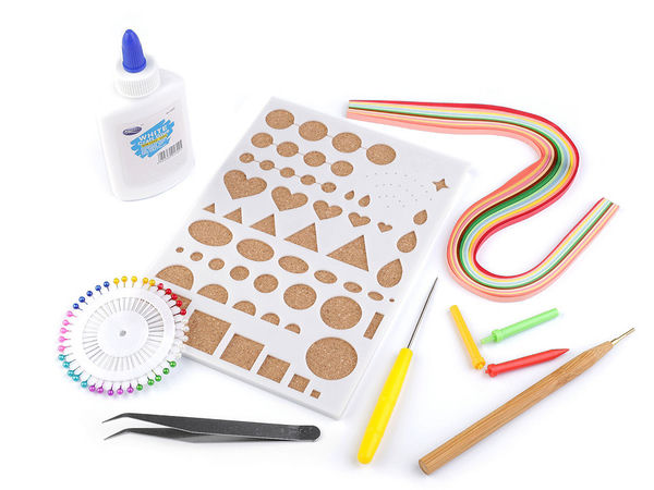 Set complet de quilling - Kit premium de creație DIY cu placă pentru șabloane, 120 de benzi din hârtie în culori vii, lipici, pensetă și instrumente