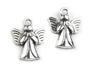Pandantiv metalic premium în formă de înger, 15x20 mm, finisaj platină cu patină – Accesoriu versatil pentru galanterie